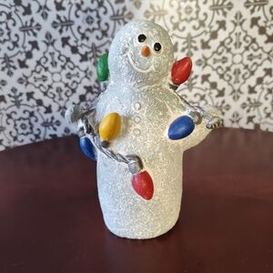 Isabel Bloom Signed 2014 Griswold Snowman Figurine with Colorful Lights